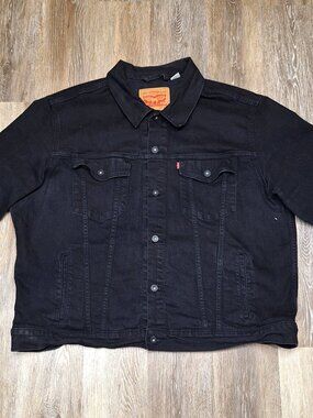 LEVIS Mens Black Denim Waterless Tucker Jacket Size 3XL